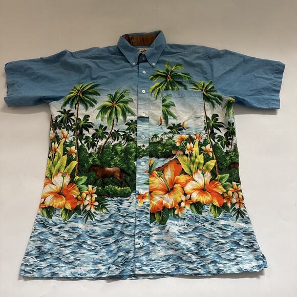 Wrangler Other - Vintage WRANGLER 1947 Hawaiian Shirt Floral Western Wear Cowboy Horse XL